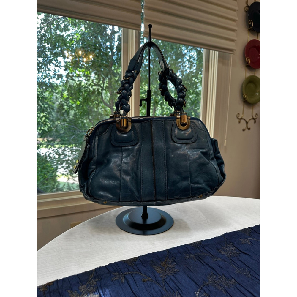 Chloé Blue Leather Heloise Shoulder Bag - Picture 2 of 16